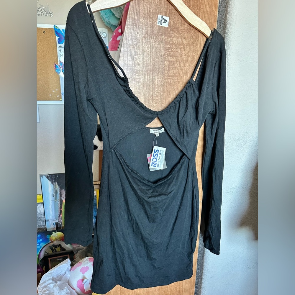NWT Heart and Hips Mini Dress Open Waist Spaghetti Strap Long Sleeve Large